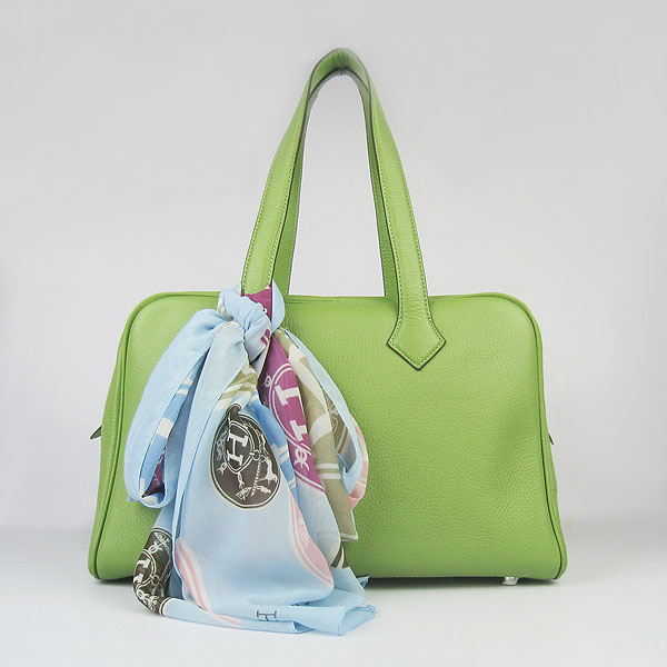 Best Replica Hermes Victoria Cowskin Leather Bags Green 2010 H2802 - Click Image to Close